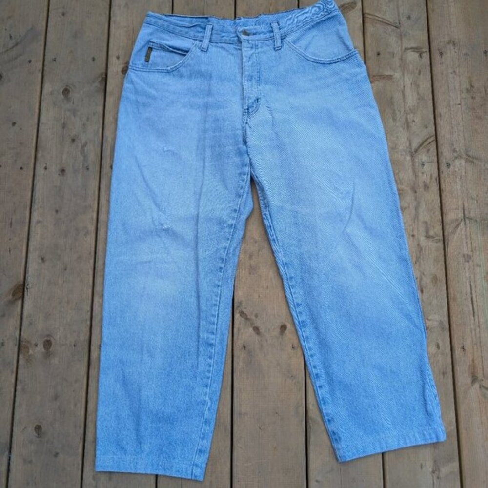 Vintage Armani Jeans Light Wash High Waisted Denim Tapered Leg Jeans Size 38